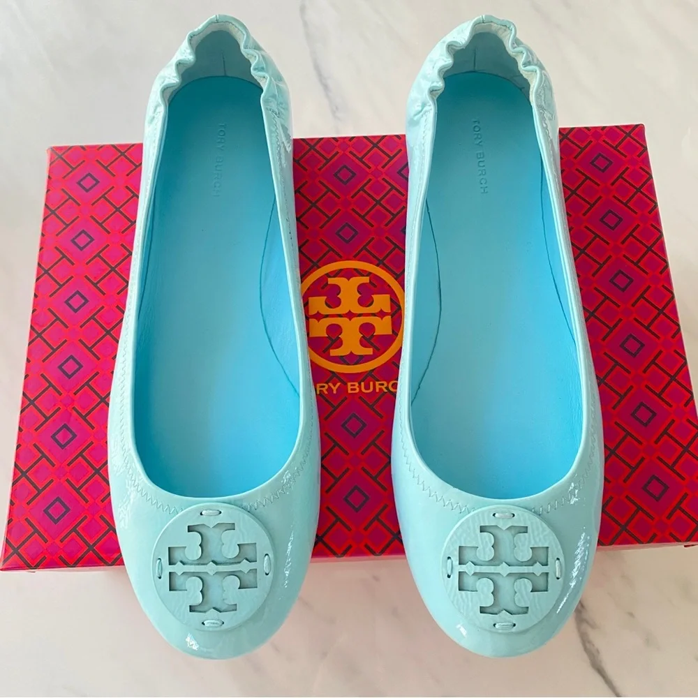 Tory Burch Blue Minnie Travel Ballet